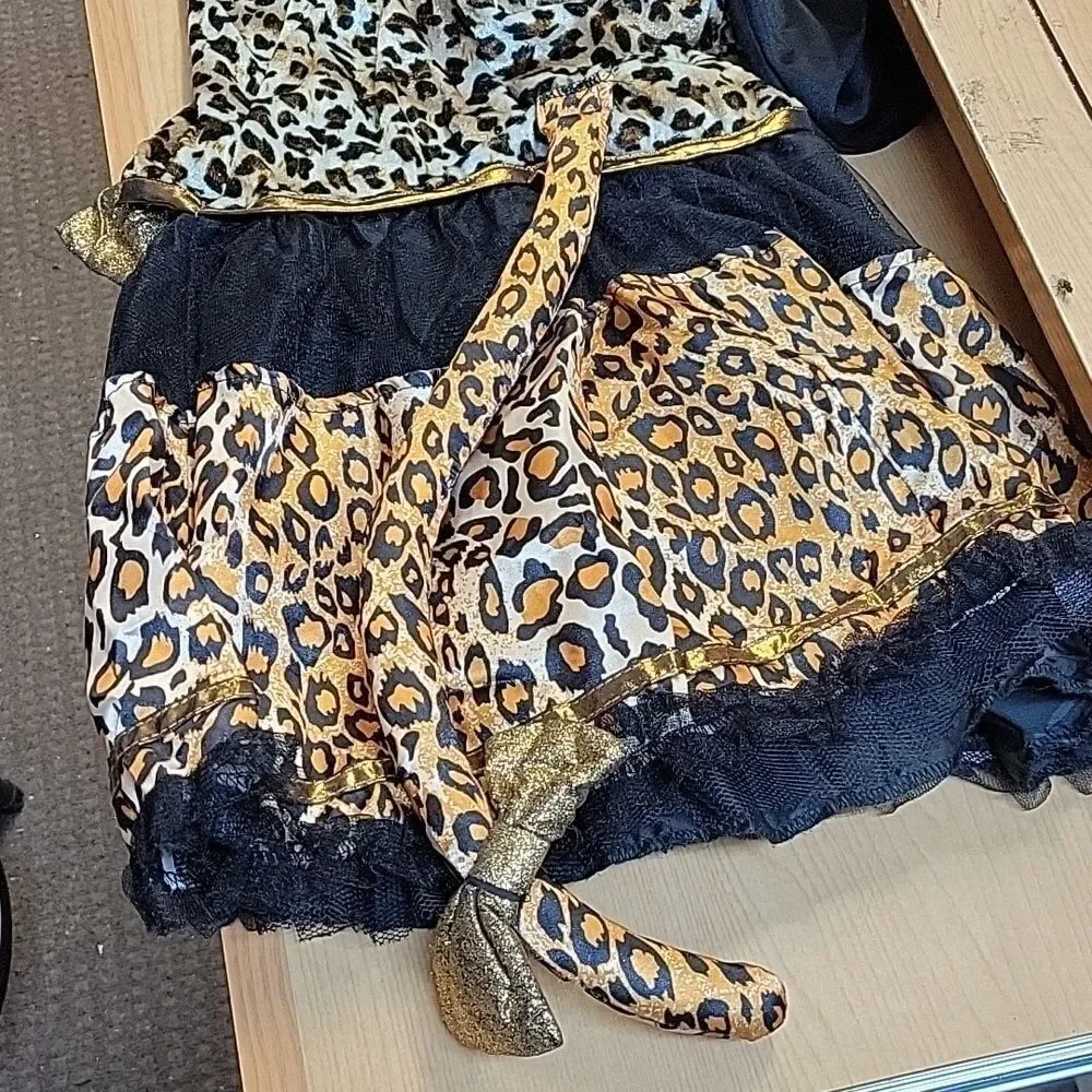 Cheetah Leopard‎ Halloween Costume Girls M 8-10 Dress Up Pretty Kitty